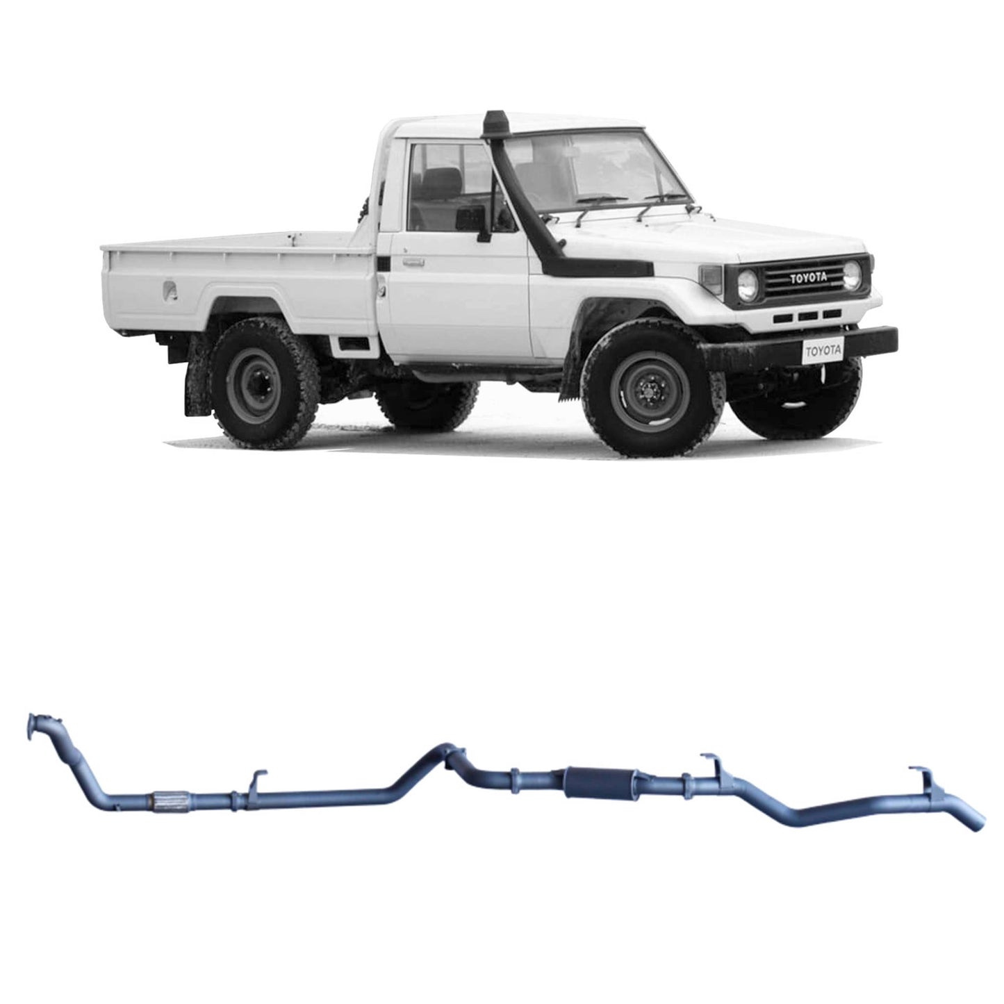 Toyota Land Cruiser Redback Extreme Duty Exhaust for Toyota Landcruiser 78 Series (01/1990 - 01/2007), Toyota Landcruiser 75 Series (03/1990 - 11/1999)