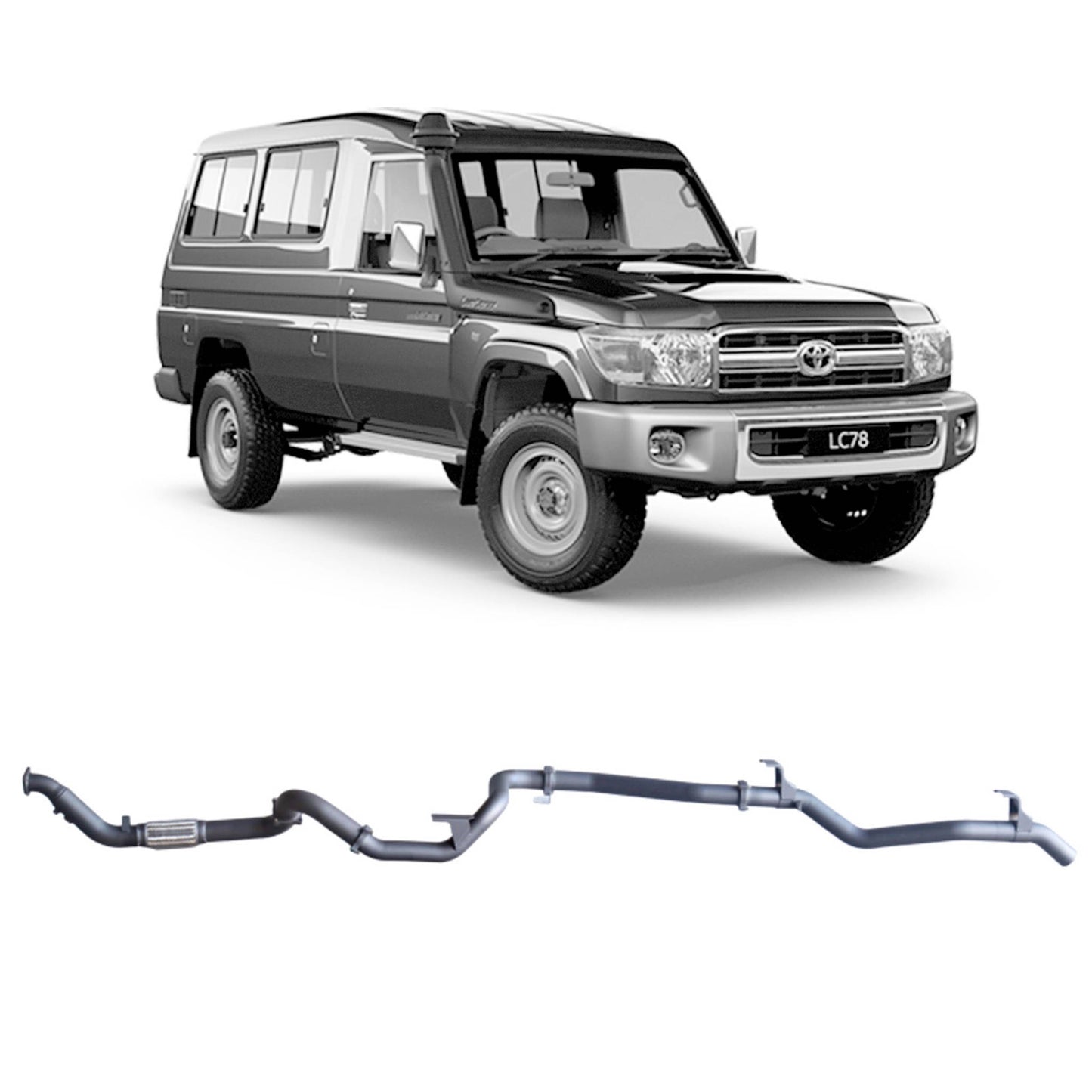 Toyota Land Cruiser Redback Extreme Duty Exhaust for Toyota Landcruiser 78 Series Troop Carrier (03/2007 - 10/2016)
