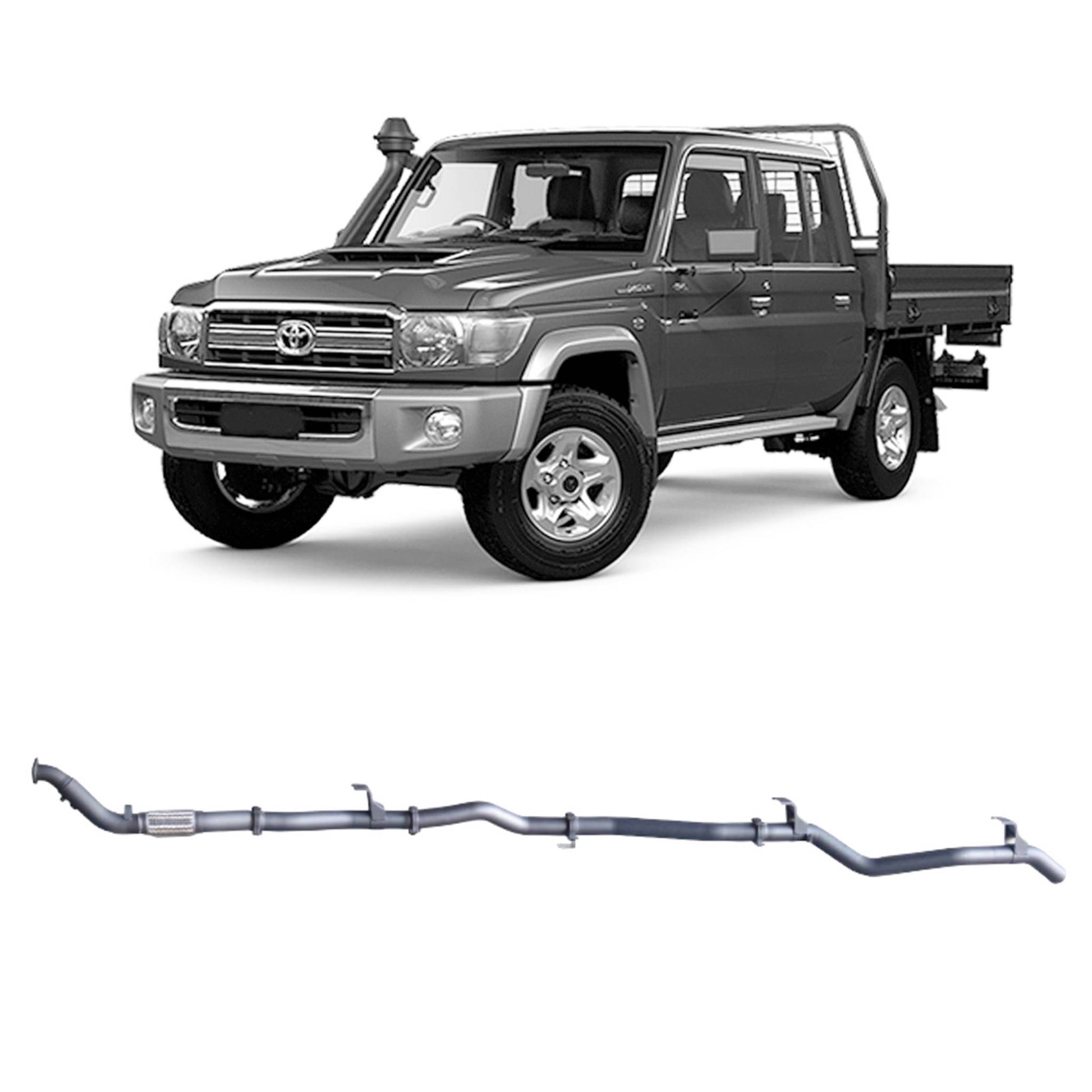 Toyota Land Cruiser Redback Extreme Duty Exhaust for Toyota Landcruiser 79 Series Double Cab with Auxiliary Fuel Tank (01/2012 - 10/2016)