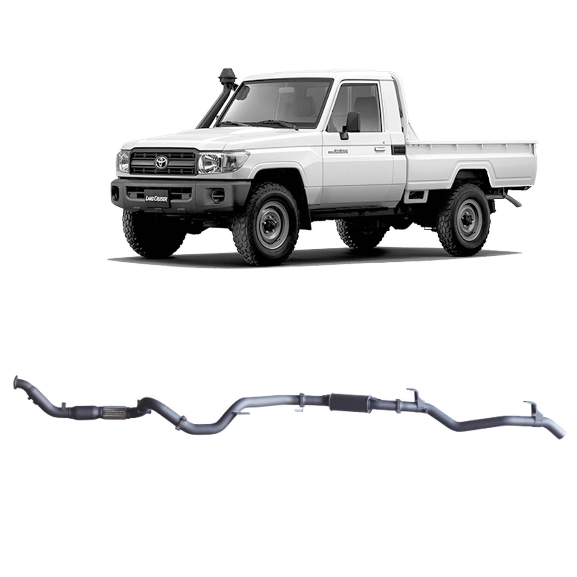 Extreme Duty 3" Turbo Back Exhaust for the Toyota LandCruiser 79 Series Single Cab (03/2007 - 10/2016) (view 6)
