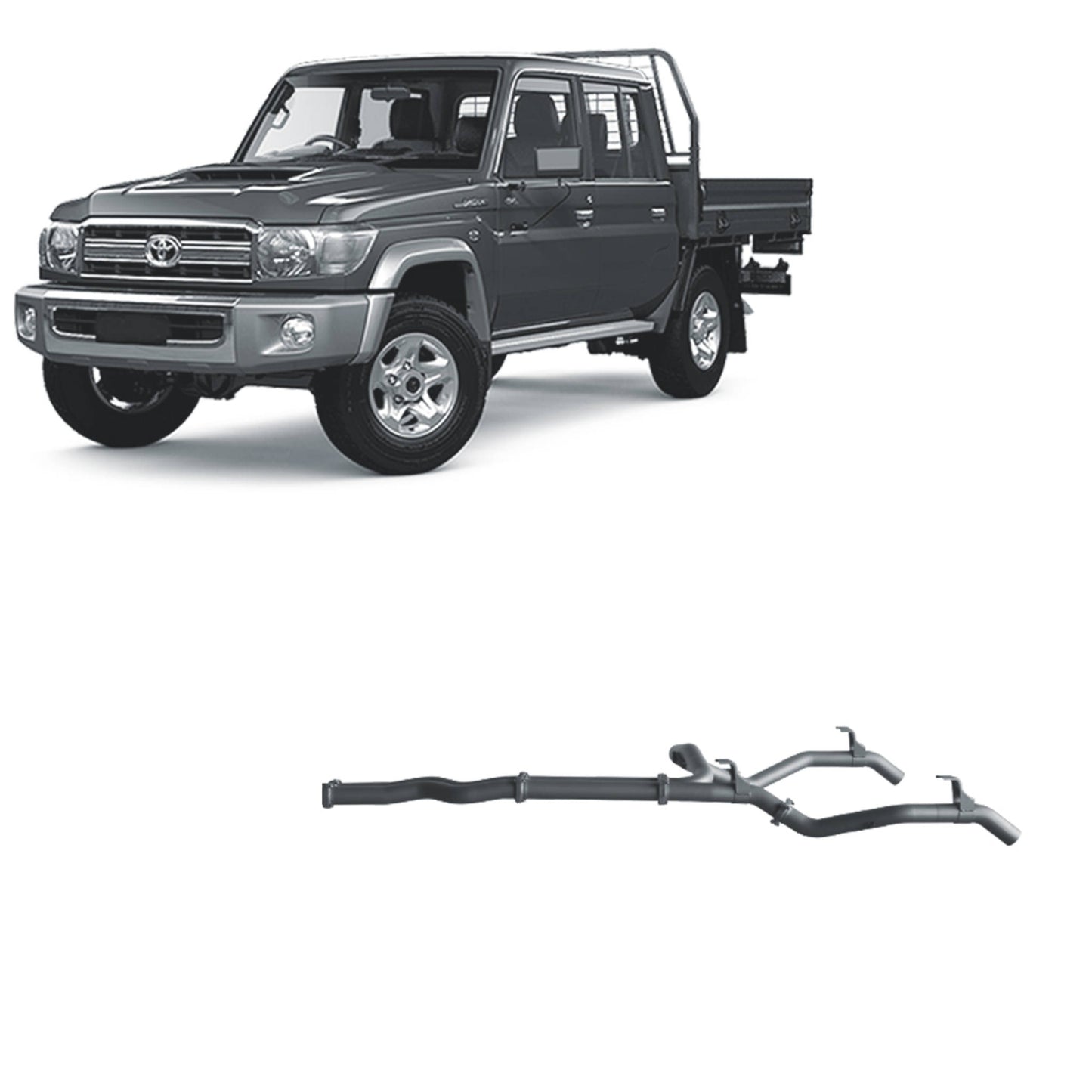 Extreme Duty 3" Twin DPF Back Exhaust for the Toyota LandCruiser 79 Series Single & Dual Cab (11/2016 - On) (view 2)