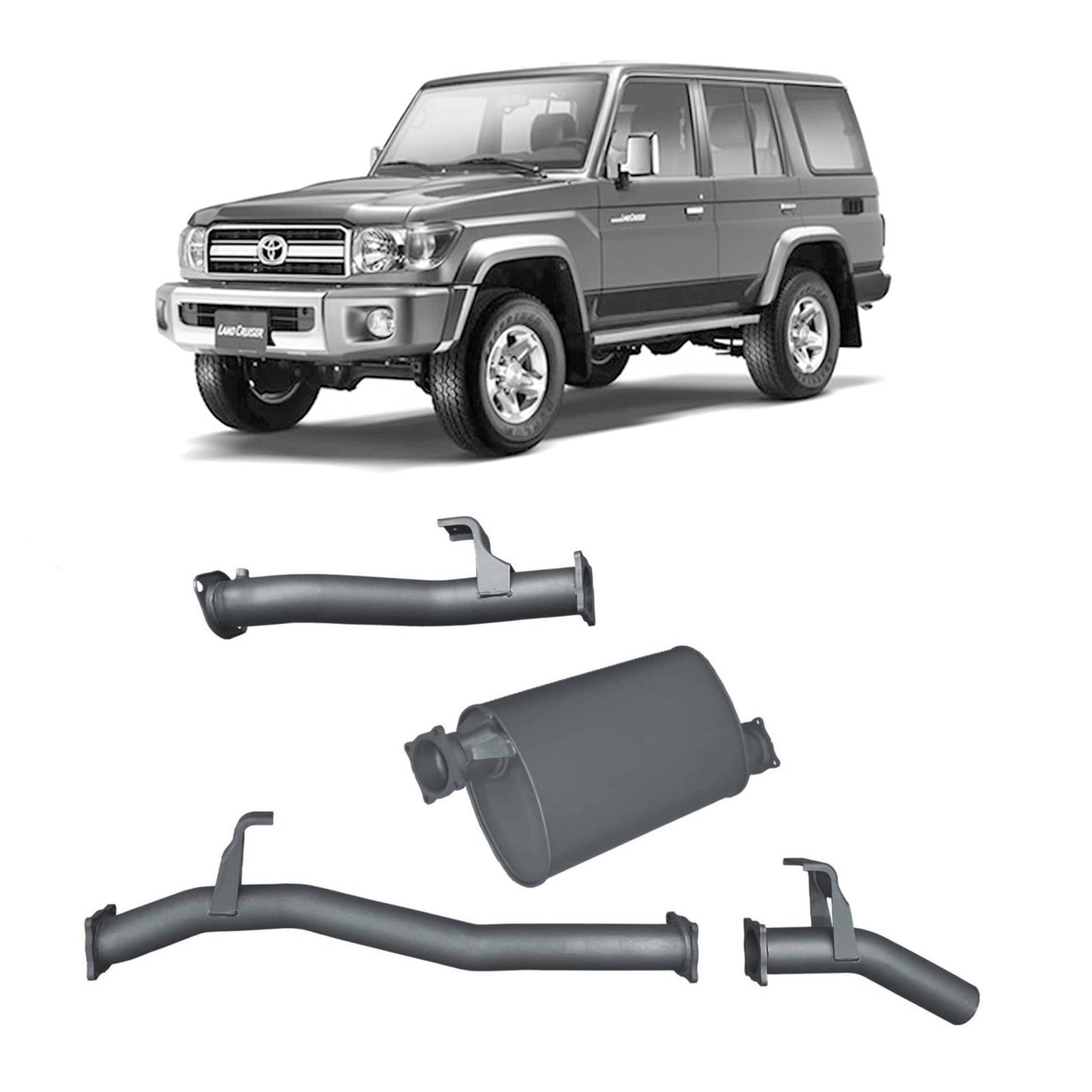 Extreme Duty 3" DPF Back Exhaust for the Toyota LandCruiser 76 Series Wagon (09/2016 - On) (view 3)