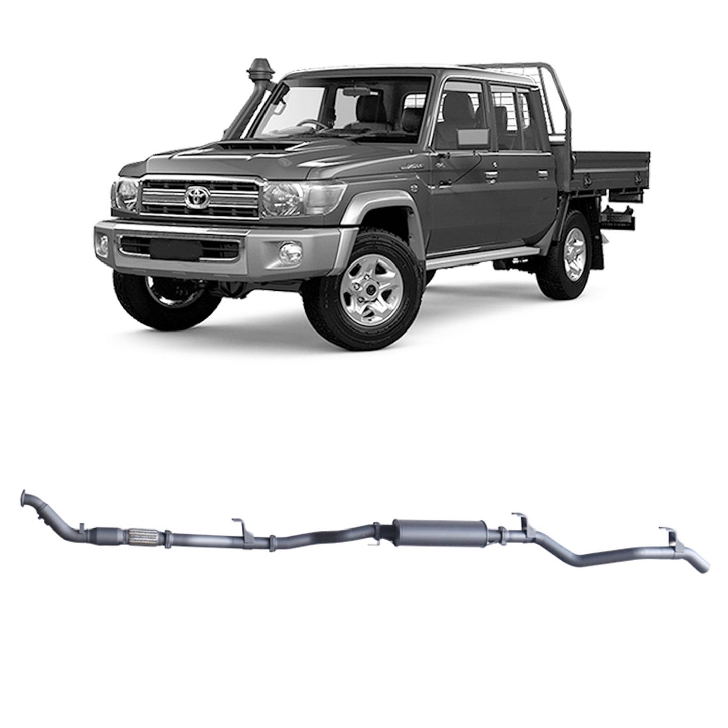 Extreme Duty 3" Turbo Back Exhaust for the Toyota LandCruiser 79 Series Dual Cab (01/2012 - 10/2016) (view 6)