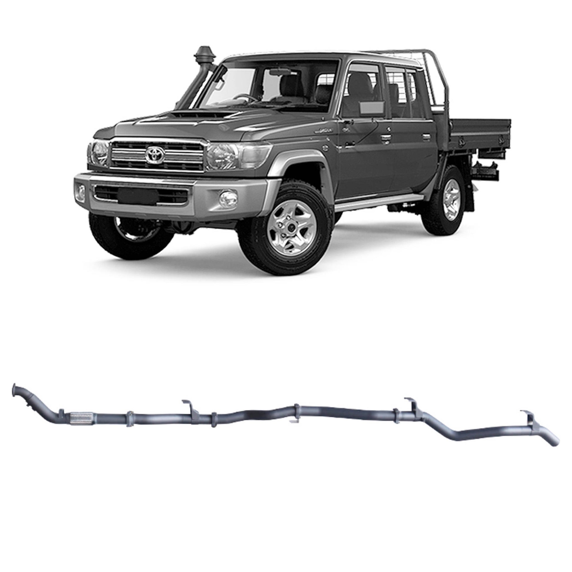 Extreme Duty 3" Turbo Back Exhaust for the Toyota LandCruiser 79 Series Dual Cab (01/2012 - 10/2016) (view 3)
